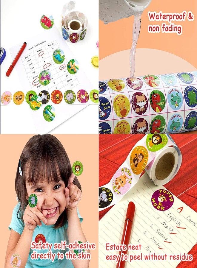 ELEPHANTBOAT® Cartoon Stickers 4 Roll Rewards Labels,Round Self Adhesive Envelopes Tag,Seals Decals for Gift Packing,Unicorn Themed Party Favor,DIY Crafts Decor Stickers,2000 pcs - Image 3